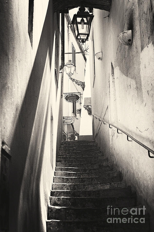 Architecture Photograph - Shadow and Light on the Stairs in Amalfi by George Oze