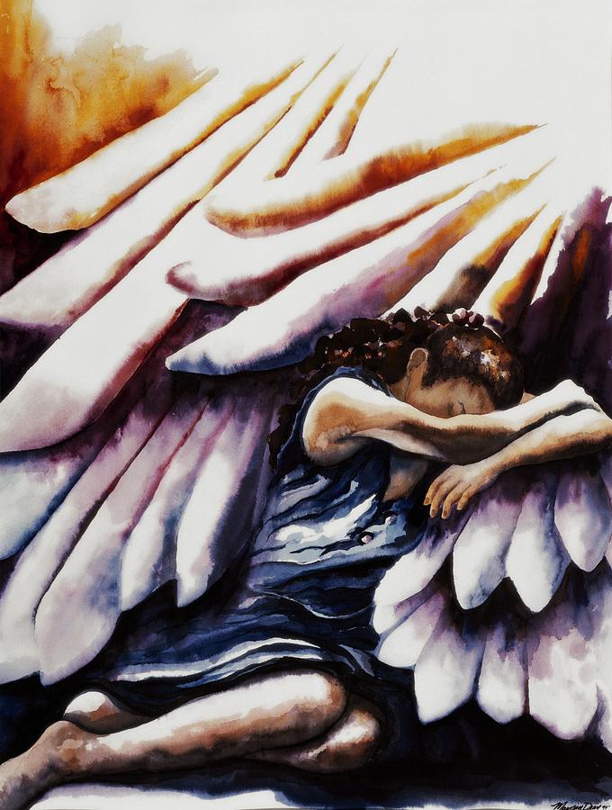 Angel Painting - Shadow of His Wings by Maureen Dean