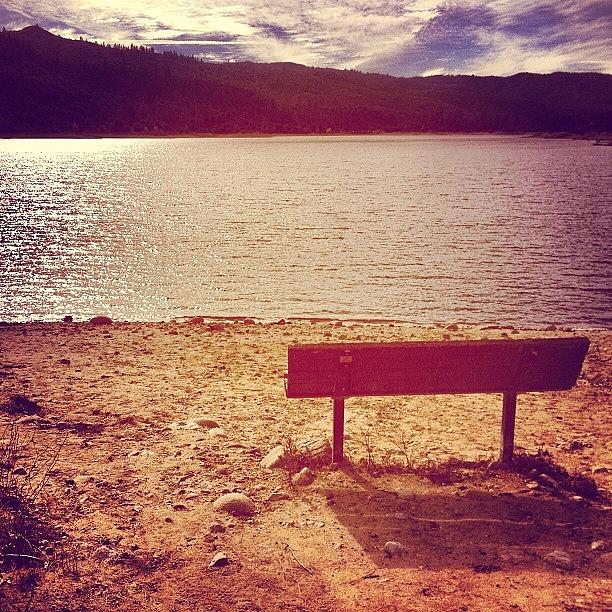 Mountain Photograph - Shadows.  #bench #beautiful  #mountains by Mariah Robinson