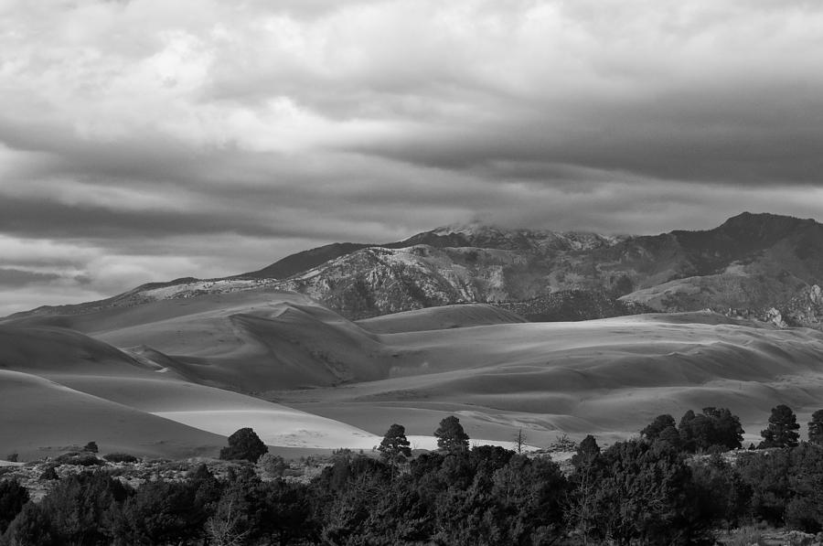 Great Sand Dunes National Park Photograph - Shadows Sand Mountians by Wilma  Birdwell