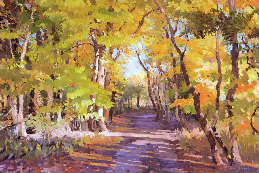 Shady Path at Fall in the Woods Painting by Judith Barath
