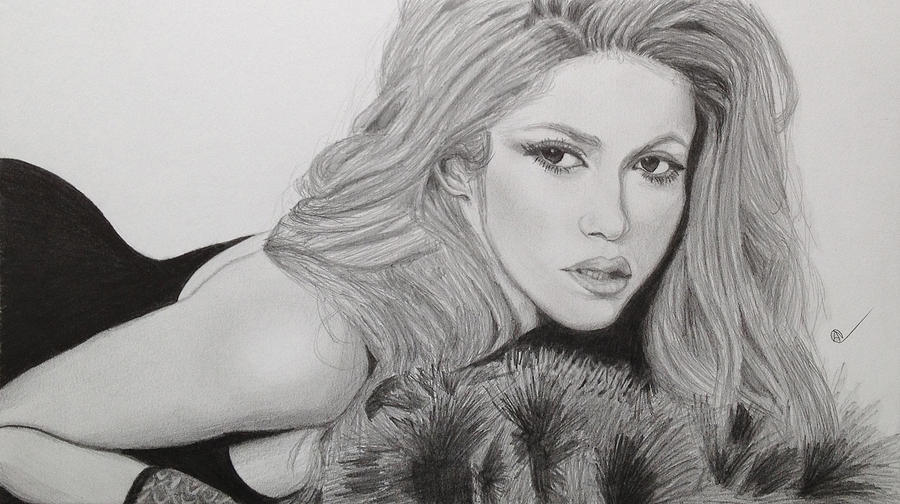 Shakira Drawing by Andrew Nelson