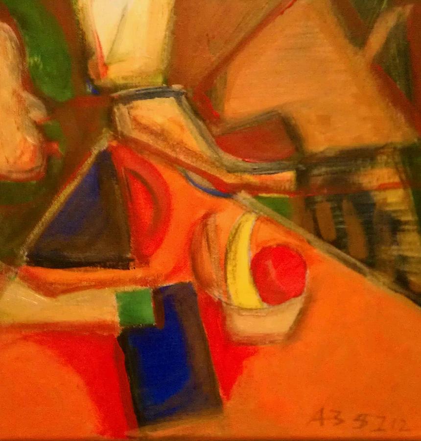 Acrylic Painting - Sharing a Fruit Arranged Table with a Dog by Ari Meier Acrylic Painting - Sharing a Fruit Arranged Table with a Dog by Ari Meier