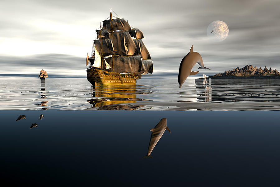 Sharing the living sea Digital Art by Claude McCoy
