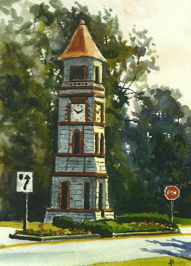 Sharon Clock Tower Painting by John Pirnak