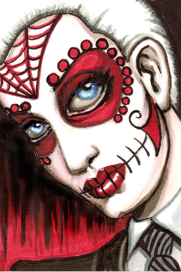 Day Of The Dead Painting - Sharply Dressed Lesbian Vampire by Shayne of the Dead