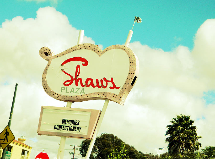 Shaws Plaza Retro Sign Photograph by Kathleen Grace
