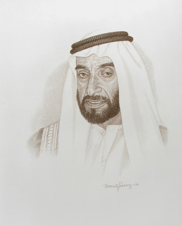 pencil for wall drawing art Portrait Bin Masood Sheikh Vi Zayed Sultan Parvez by Drawing