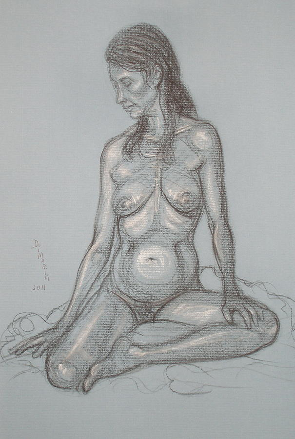 Shelly Seated 2 Drawing by Donelli  DiMaria