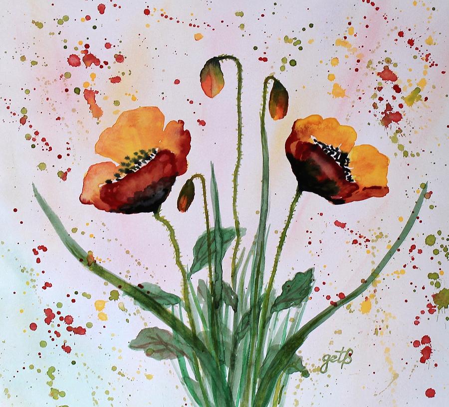 Shining Red Poppies watercolor painting Painting by Georgeta  Blanaru