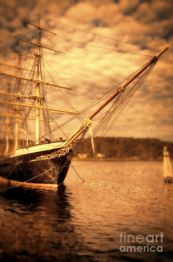 Vintage Photograph - Ship in Harbor by Jill Battaglia