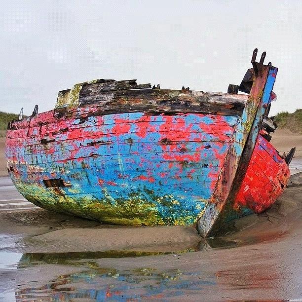 Boat Photograph - #shipwreck #wreck #decay #boat #paint by Lois Papworth