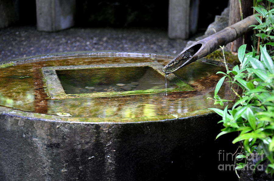 Shishiodoshi fountain in Butchart Gardens  2 Photograph by Tatyana Searcy