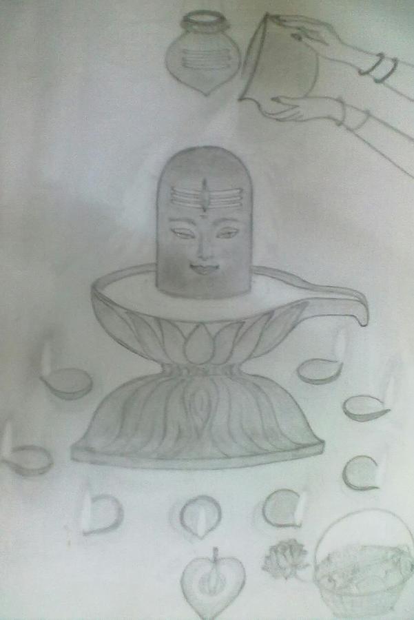 Sketch of Indian's famous and powerful god Lord Shiva and his symbols with  free space for text Stock Photo - Alamy