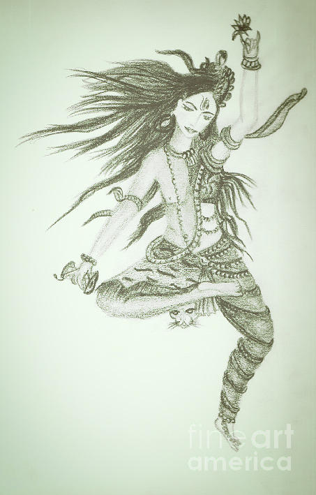 Shiva Drawing by Yamini Vashista
