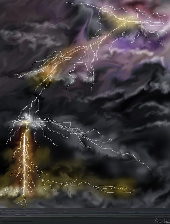 Lightning Storm Digital Art - Shock and Awe by Anne V Norskog