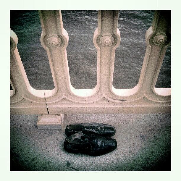 Budapest Photograph - #shoes, #danube, #fence by Kallos Bea