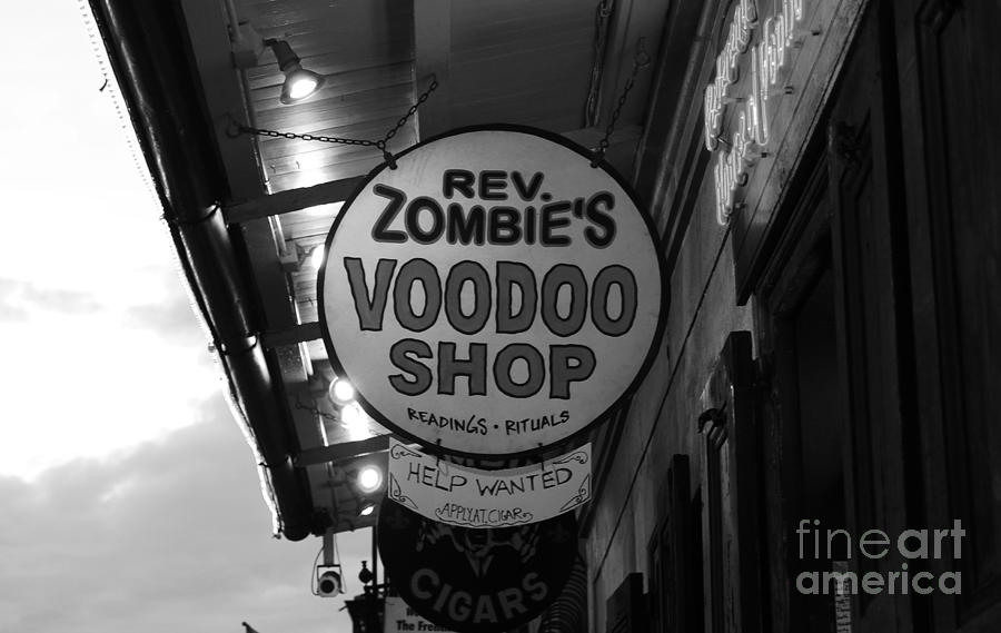 Shop Signs French Quarter New Orleans Black and White Photograph by Shawn OBrien