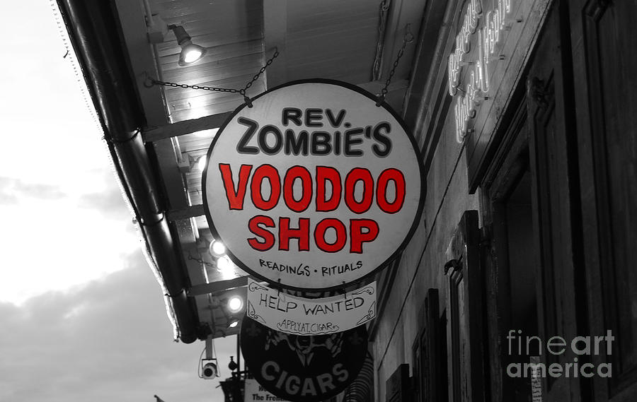 Shop Signs French Quarter New Orleans Color Splash Black and White Photograph by Shawn OBrien