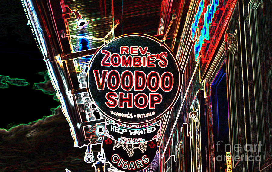Shop Signs French Quarter New Orleans Glowing Edges Digital Art Digital Art by Shawn OBrien