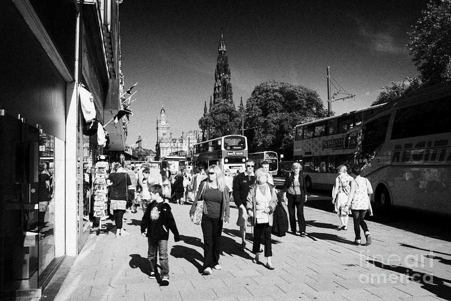 Summer Photograph - Shoppers And Tourists On Princes Street Edinburgh Scotland Uk United Kingdom by Joe Fox