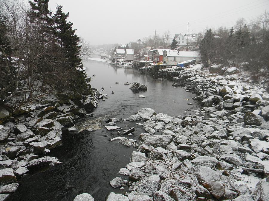 SHORELINES - Winter dusts the quiet cove Photograph by William OBrien
