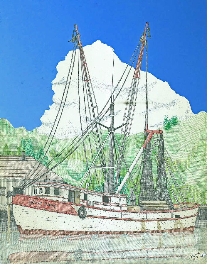 Shrimp Boat Sally Faye Drawing by Calvert Koerber Pixels