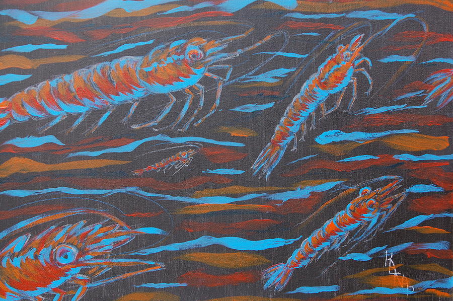 Shrimp Painting - Shrimp Run by Katheryn Napier