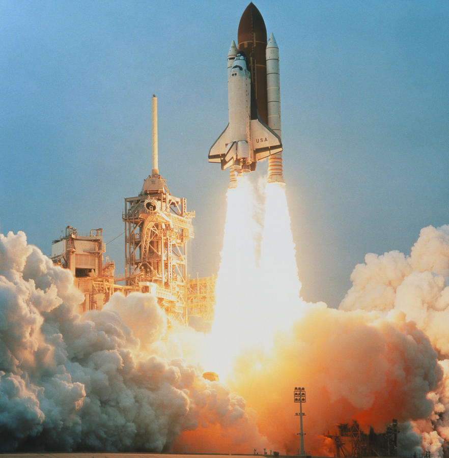 Shuttle Columbia Launch, Mission Sts-75, 22.2.96 Photograph by Nasa ...