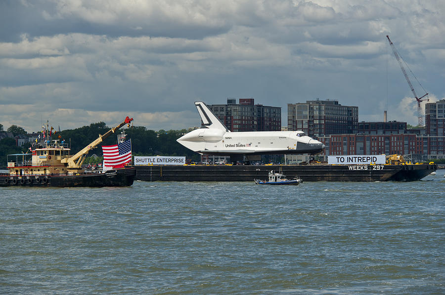 New York City Photograph - Shuttle Enterprise flag escort by Gary Eason