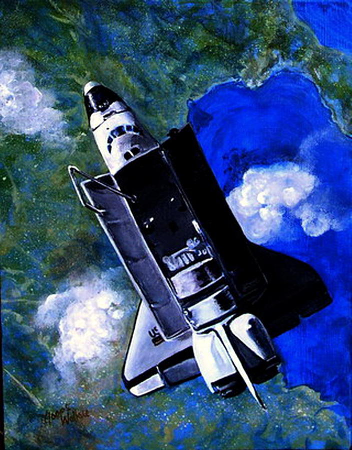 Space Painting - Shuttle Open Discovery by Leslie Hoops-Wallace