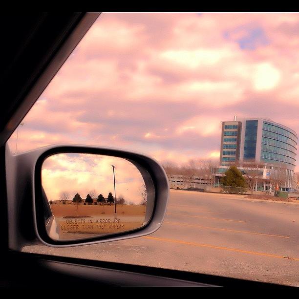 Winter Photograph - Side Mirror #winter #cold #clouds by Sabrina Gamig