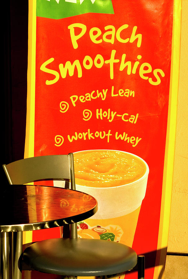 Side walk sign art Smoothies Photograph by James Bethanis