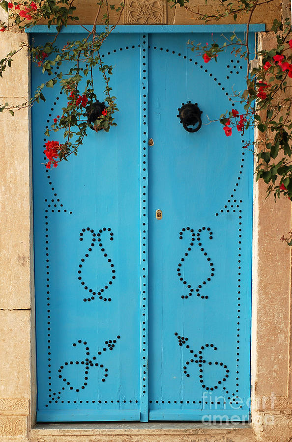 Architecture Digital Art - Sidi Bou Said Tunisia Blue Door by Eva Kaufman