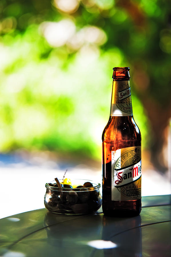 Beer Photograph - Siesta Time. Beer and Olives by Jenny Rainbow