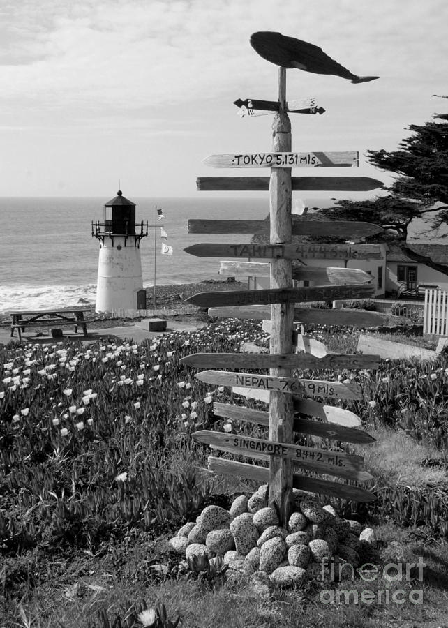 Sign at Point Montara - Black and White Photograph by Carol Groenen