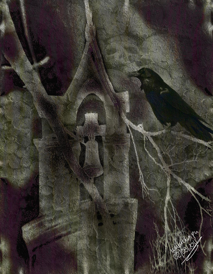 Raven Digital Art - Silent Bell by Mimulux Patricia No
