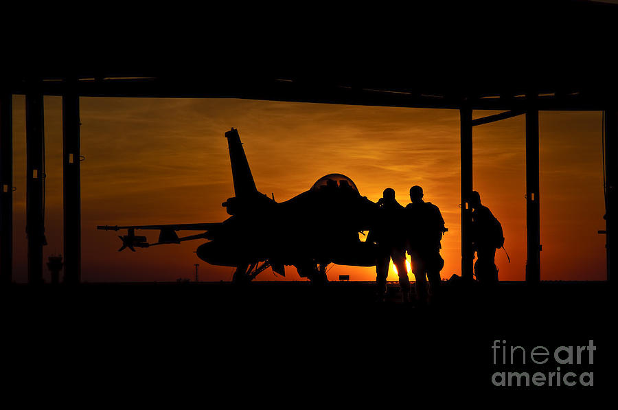 Silhouette Of A Chilean Air Force F-16c Photograph by Giovanni Colla