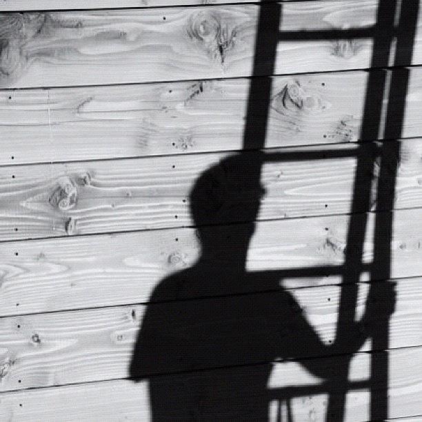 Blackandwhite Photograph - Silhouette On The Wood Siding #shadow by Val Lao