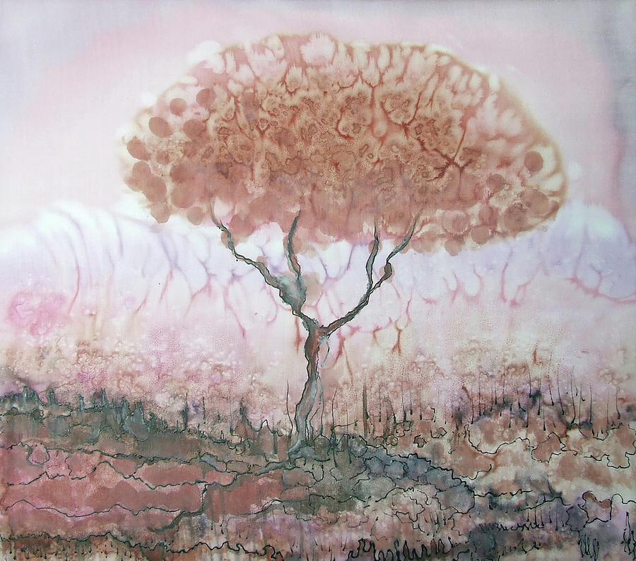 Silk Tree in brown and purple  Painting by Rachel Hershkovitz