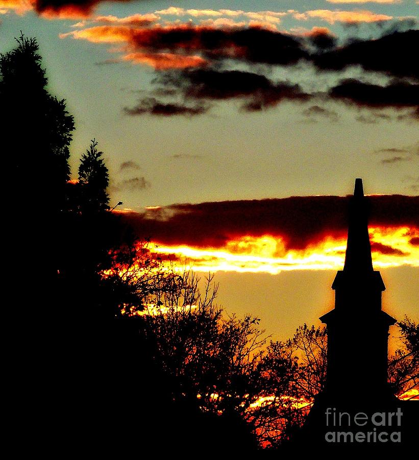 Sunset Photograph - Silouetted Church by Christy Beal