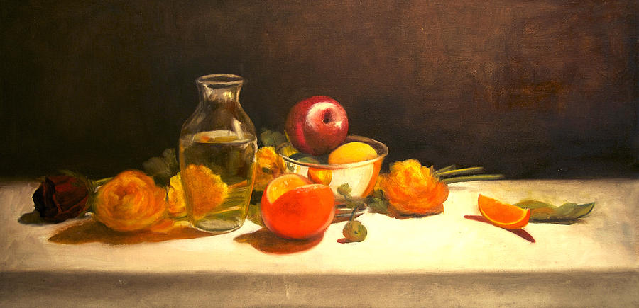 Orange Painting - Silver and Glass by Jayne Howard Orange Painting - Silver and Glass by Jayne Howard