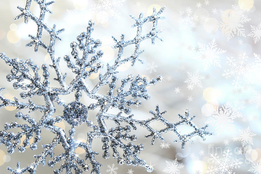 Silver blue snowflake by Sandra Cunningham