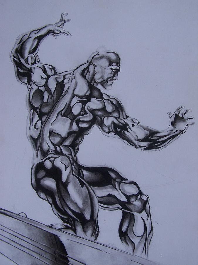 Silver Surfer Drawing - Silver surfer by Luis Carlos A