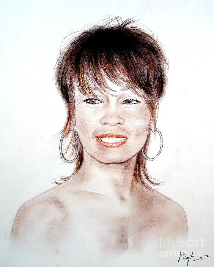 Whitney Houston Drawing - Singing Beauty Whitney Houston by Jim Fitzpatrick