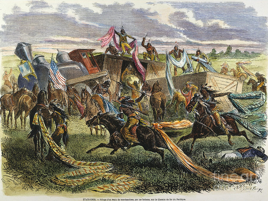 Horse Photograph - Sioux Raiding Train, 1869 by Granger