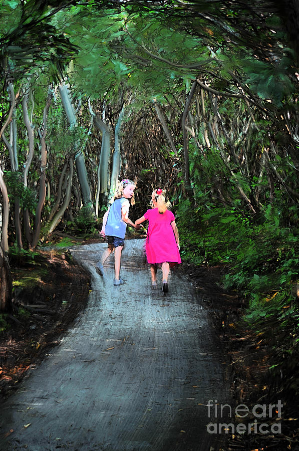 Sisters going down the path Photograph by Dan Friend