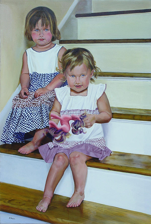 Toy Painting - Sisters on Stairs by Mark McKain