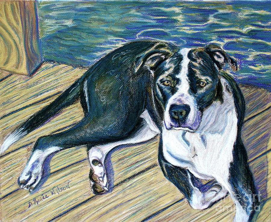 Dog Painting - Sittin on the Dock by D Renee Wilson