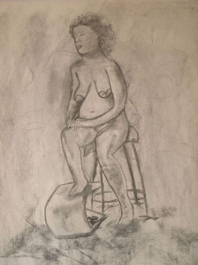 Sitting Figure Drawing by Samantha Lusby